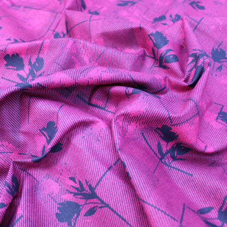 3 Metres Premium 100% Cotton 'Blossam Gold - Black Flower - Pink' - Pound A Metre