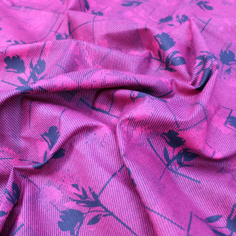 Pound A Metre 3 Metres 3 Metres Premium 100% Cotton 'Blossam Gold - Black Flower - Pink'