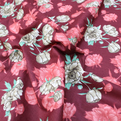 3 Metres Premium 100% Cotton 'Blossam Gold - Wild Rose - Deep Red' - Pound A Metre