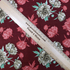 3 Metres Premium 100% Cotton 'Blossam Gold - Wild Rose - Deep Red' - Pound A Metre