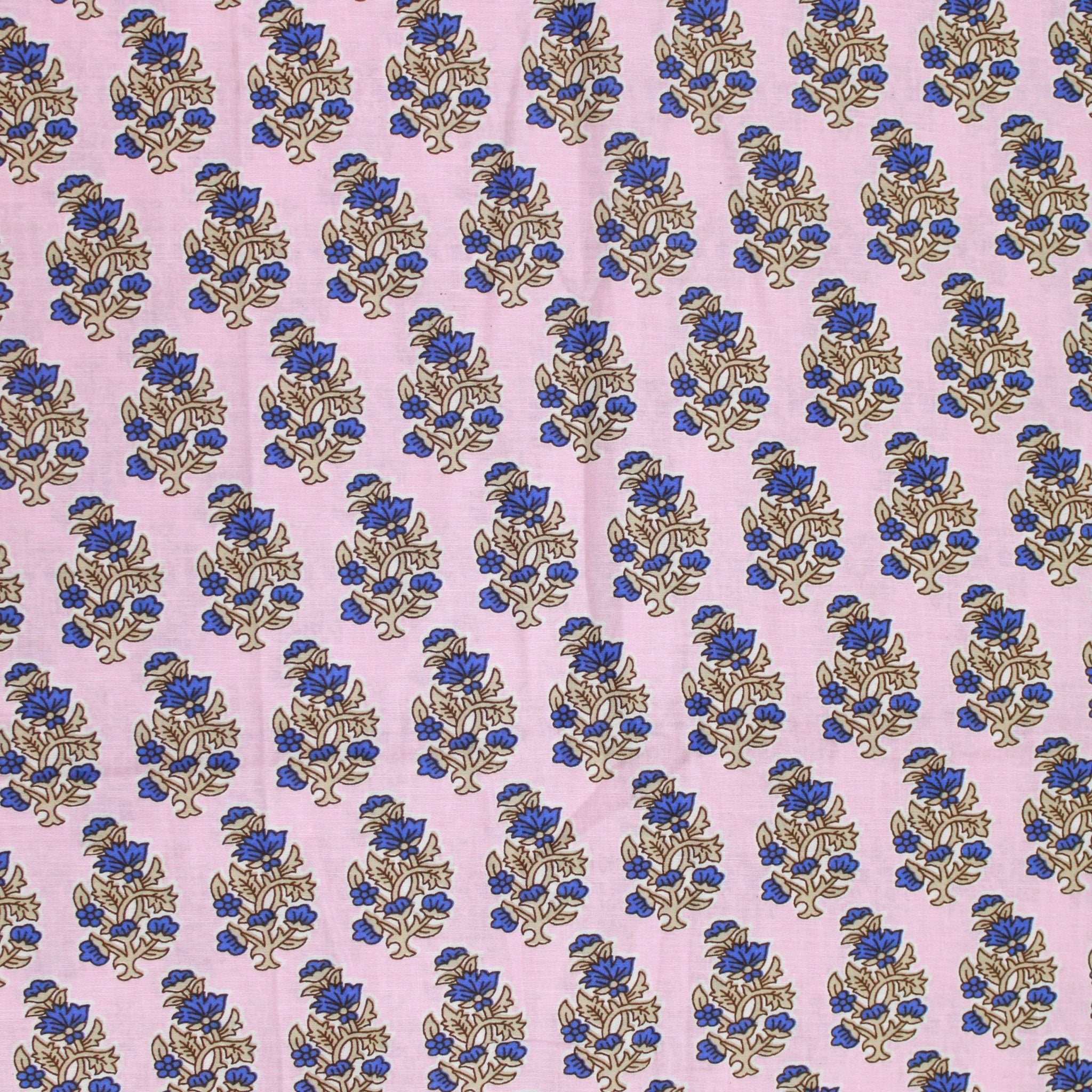 3 Metres Premium 100% Cotton 'Darpan Print - Blossom Bunch - Pink & Blue' - Pound A Metre