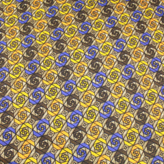 3 Metres Premium 100% Cotton 'Darpan Print - Funky Squares - Amber,Blue,Brown' - Pound A Metre