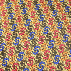 3 Metres Premium 100% Cotton 'Darpan Print - Funky Squares - Orange,Blue,Brown,Red' - Pound A Metre