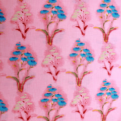 3 Metres Premium 100% Cotton 'Darpan Print - Long Flowers - Salmon Pink' - Pound A Metre
