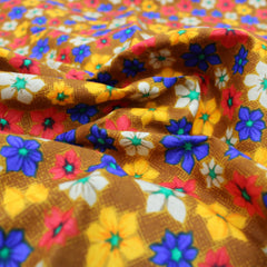 3 Metres Premium 100% Cotton 'Darpan Print - Magic Flowers - Warm Gold' - Pound A Metre