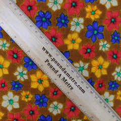 3 Metres Premium 100% Cotton 'Darpan Print - Magic Flowers - Warm Gold' - Pound A Metre