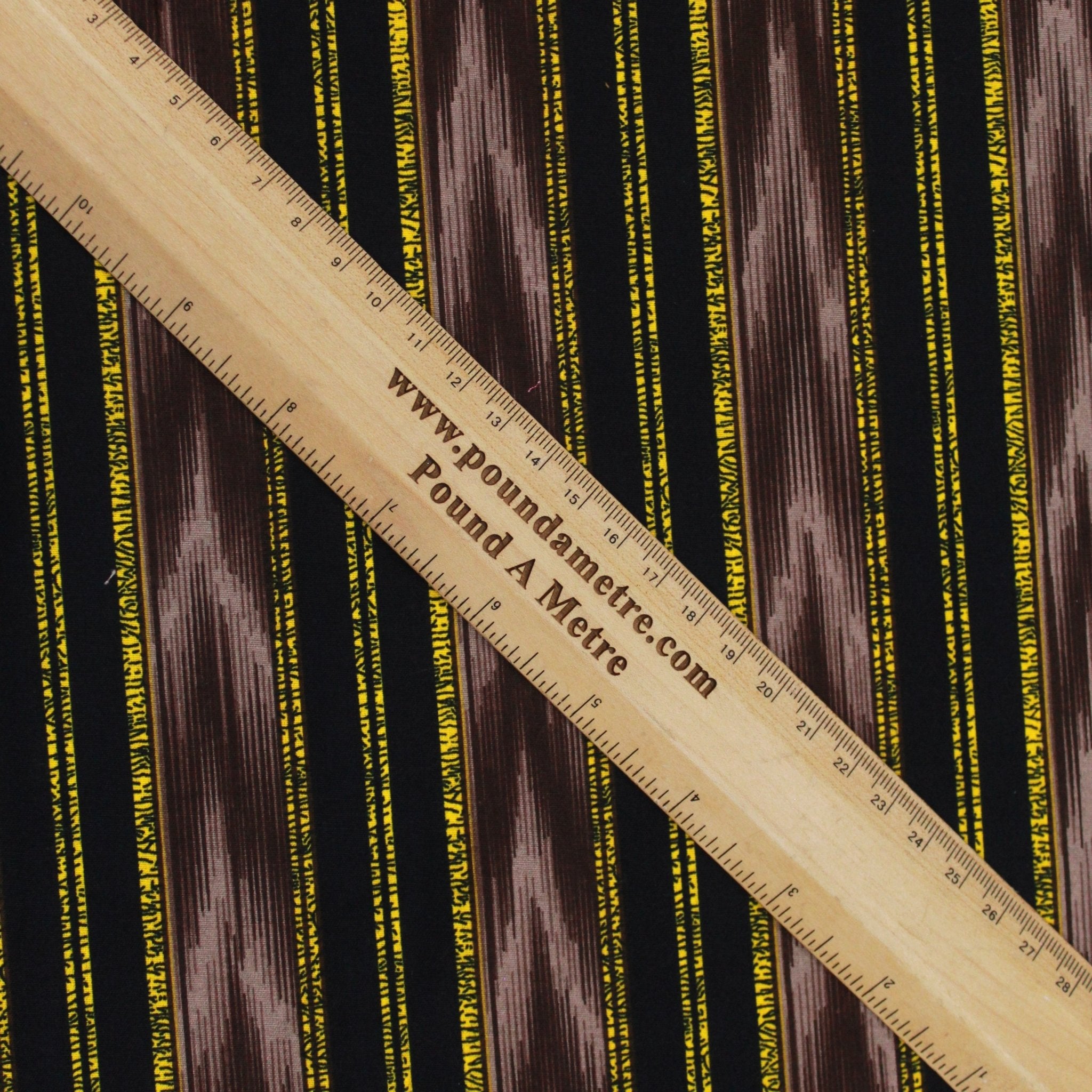 3 Metres Premium 100% Cotton 'Darpan Print - Royal Stripes - Black" - Pound A Metre