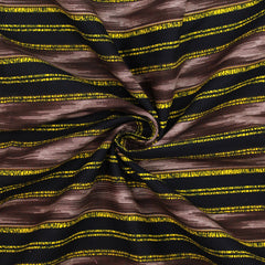3 Metres Premium 100% Cotton 'Darpan Print - Royal Stripes - Black" - Pound A Metre