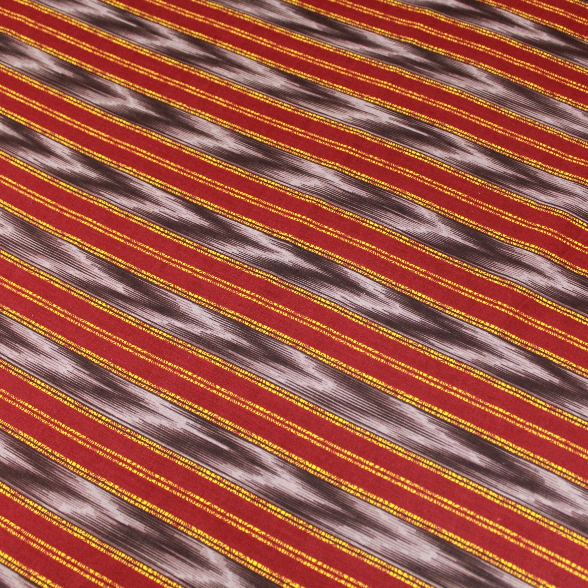 3 Metres Premium 100% Cotton 'Darpan Print - Royal Stripes - Red' - Pound A Metre