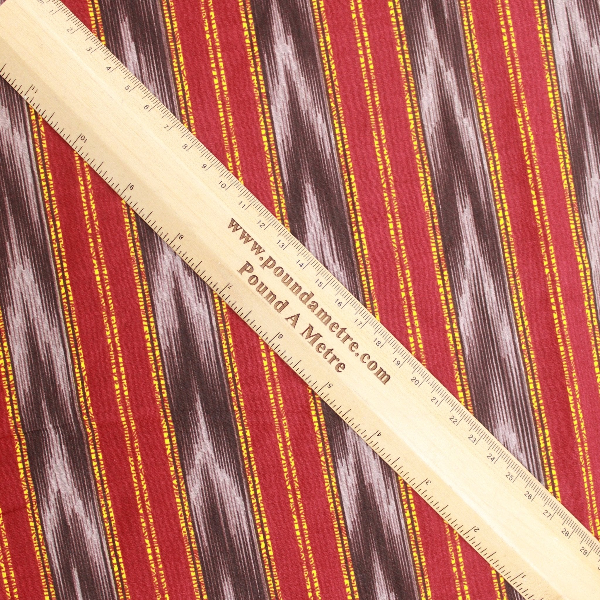 3 Metres Premium 100% Cotton 'Darpan Print - Royal Stripes - Wine" - Pound A Metre