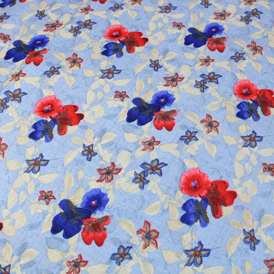 3 Metres Premium 100% Cotton 'Darpan Print - Summer Garden - Moon Grey' - Pound A Metre