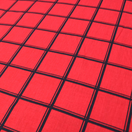 3 Metres Premium 100% Cotton Poplin - Chequered - 44" Wide Red - Pound A Metre