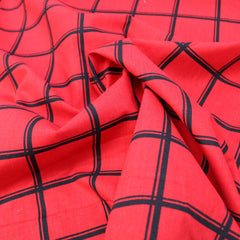 3 Metres Premium 100% Cotton Poplin - Chequered - 44" Wide Red - Pound A Metre