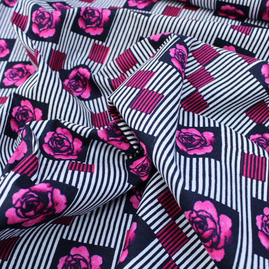 3 Metres Premium 100% Cotton Poplin - Rose Square - 44" Wide Pink - Pound A Metre