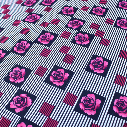 3 Metres Premium 100% Cotton Poplin - Rose Square - 44" Wide Pink - Pound A Metre