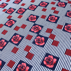 3 Metres Premium 100% Cotton Poplin - Rose Square - 44" Wide Red - Pound A Metre