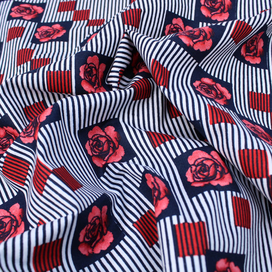 3 Metres Premium 100% Cotton Poplin - Rose Square - 44" Wide Red - Pound A Metre