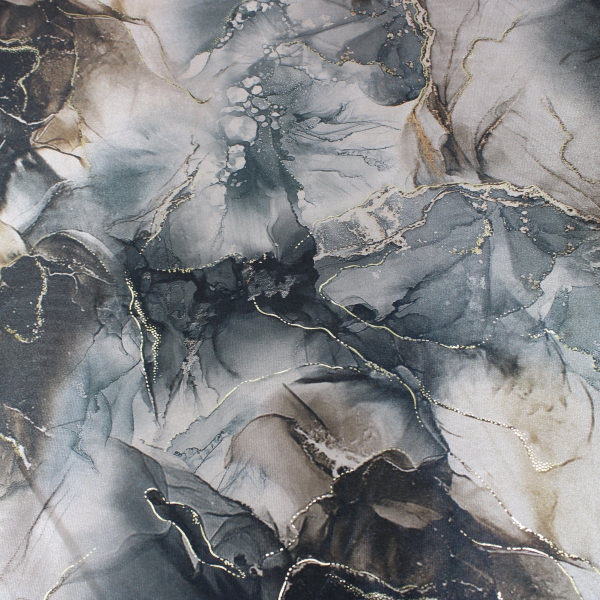 3 Metres Premium Gold Hinted Stretch Velvet 55" Wide Marble - Grey - Pound A Metre