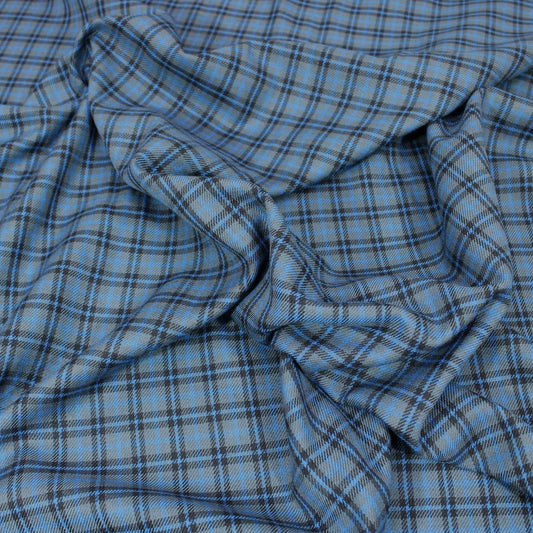 3 Metres Premium Poly-Viscose Tartan 60" Wide Blue - Pound A Metre