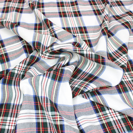 3 Metres Premium Poly-Viscose Tartan 60" Wide Ivory - Pound A Metre