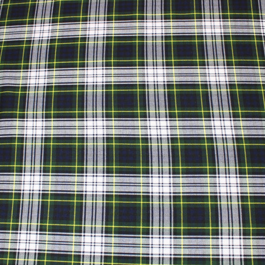 3 Metres Premium Poly-Viscose Tartan 60" Wide White, Yellow & Green - Pound A Metre