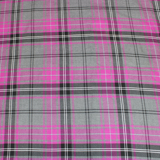3 Metres, Premium Quality Poly-Viscose Tartan 60" Wide Grey & Purple - Pound A Metre