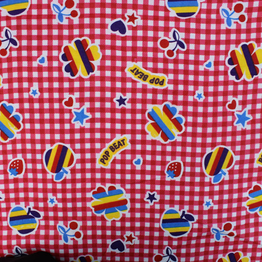 3 Metres, Premium Quality Super Soft Brushed Cotton, 'Chequered Pop Art', 44" Wide - Pound A Metre