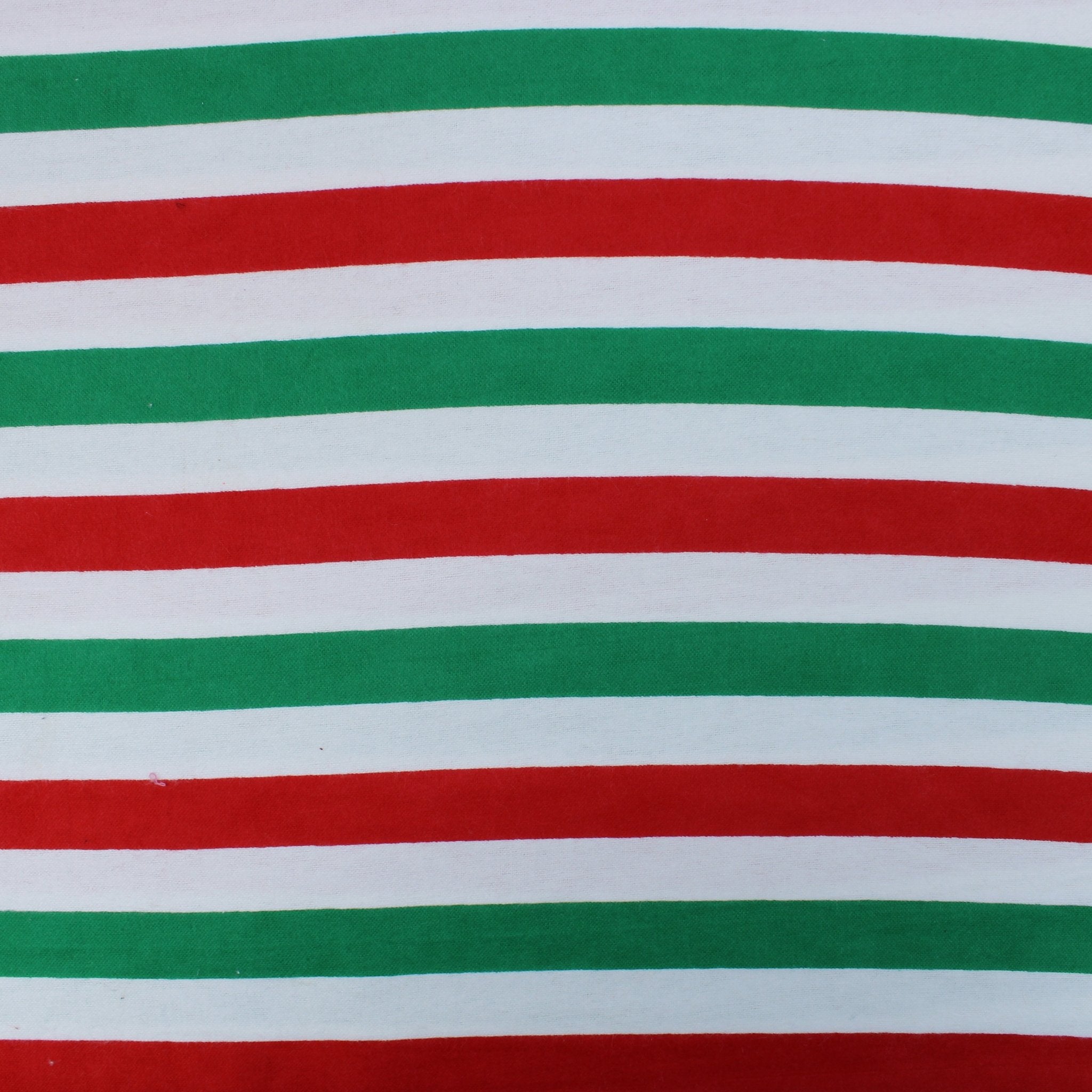 3 Metres, Premium Quality Super Soft Brushed Cotton, 'Red & Green Stripes', 44" Wide - Pound A Metre