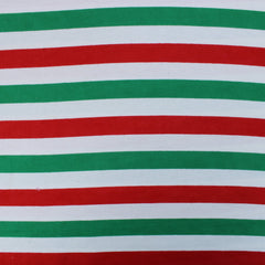 3 Metres, Premium Quality Super Soft Brushed Cotton, 'Red & Green Stripes', 44" Wide - Pound A Metre