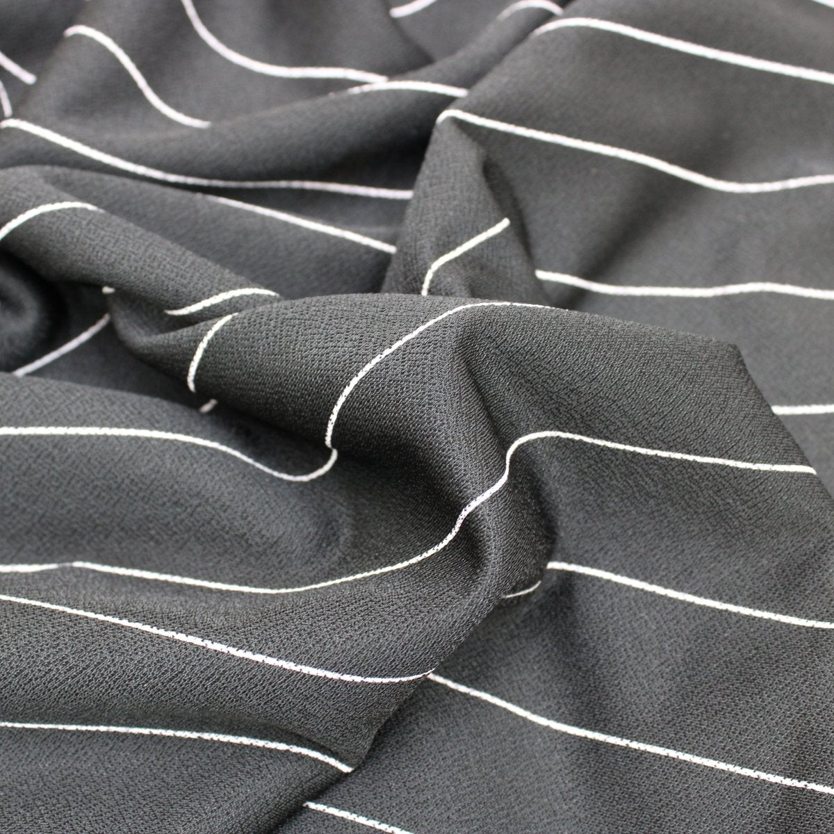 3 Metres Premium Textured Striped Jersey 55" Black - Pound A Metre