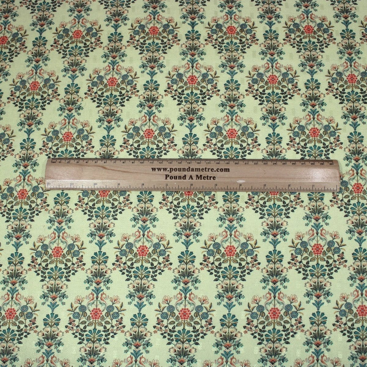 Pound A Metre 3 Metres 3 Metres Printed Cashmere Effect Crepe Fabric- 45" Wide (Mint Floral)