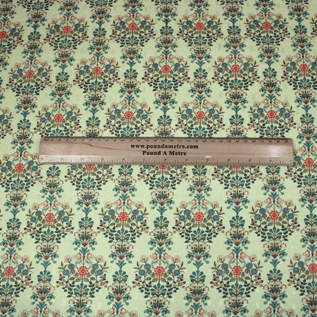 Pound A Metre 3 Metres 3 Metres Printed Cashmere Effect Crepe Fabric- 45" Wide (Mint Floral)