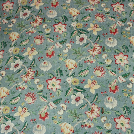 3 Metres Printed Cashmere Effect Crepe Fabric- 45" Wide (Turquoise Floral) - Pound A Metre