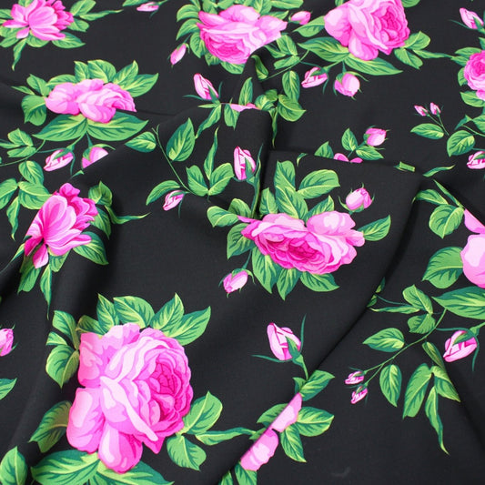 3 Metres Printed Dress Viscose- 55" Wide (Pink Rose) - Pound A Metre