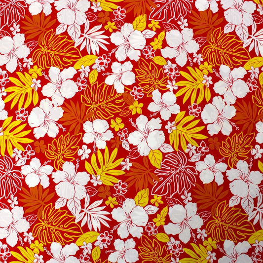 3 Metres Printed Dress Viscose- 55" Wide (Red & Yellow Tropical) - Pound A Metre