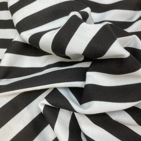 Pound A Metre 3 Metre 3 Metres Printed Jersey- Black Stripes 55" Wide