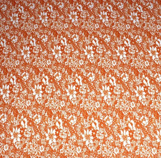 3 Metres Printed Scuba Jersey 55" Wide (Floral) (Orange) - Pound A Metre