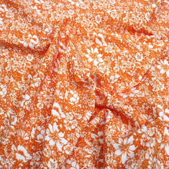 3 Metres Printed Scuba Jersey 55" Wide (Floral) (Orange) - Pound A Metre