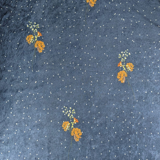 3 Metres Printed Spandex Velvet- Navy Floral 55" - Pound A Metre
