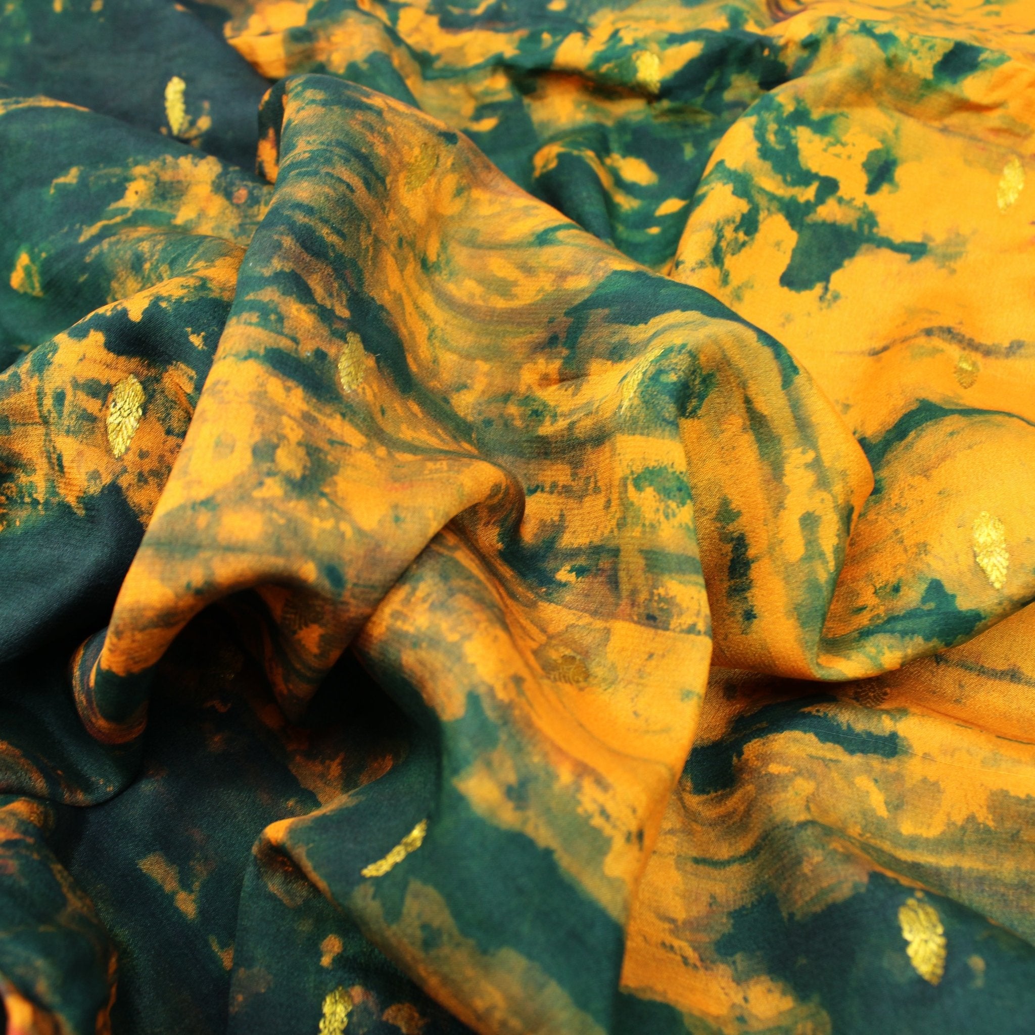 3 Metres Quality Pure Silk Fabric - Yellow Tones - 39" Wide - Pound A Metre