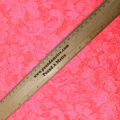 3 Metres Raschelle Detailed Floral Stretch Lace 55" Wide Coral Pink - Pound A Metre