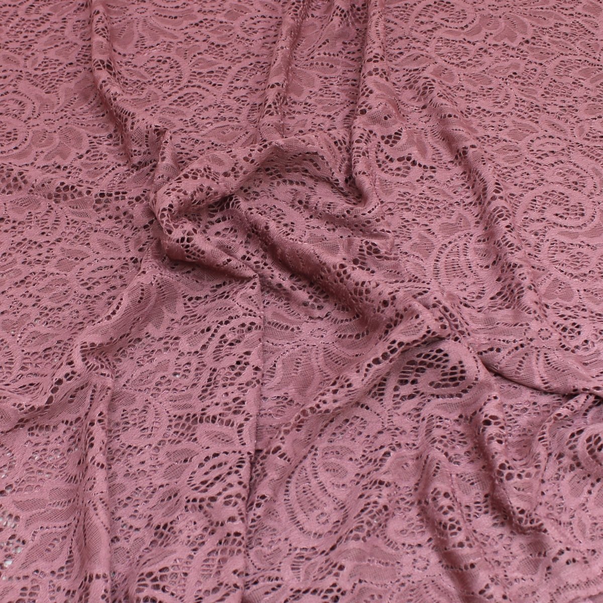 3 Metres Raschelle Detailed Floral Stretch Lace 55" Wide Dusky Pink - Pound A Metre
