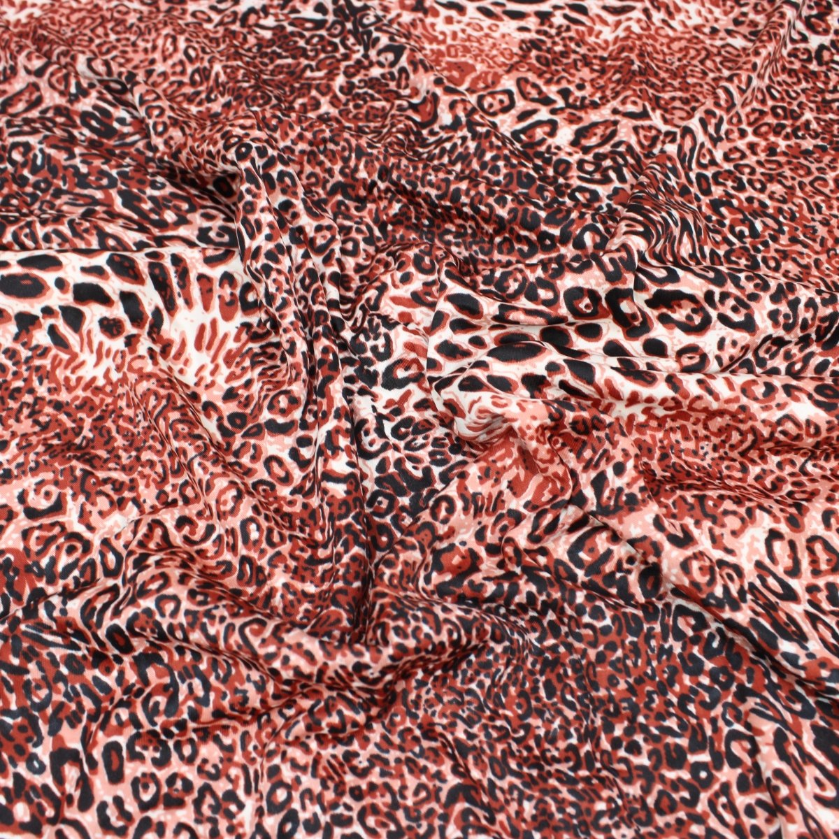3 Metres Soft Animal Printed Jersey - 55" Leopard - Fire Red - Pound A Metre