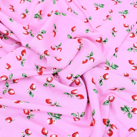 3 Metres Soft Drape Viscose 55" Becca Strawberry - Rose Pink - Pound A Metre