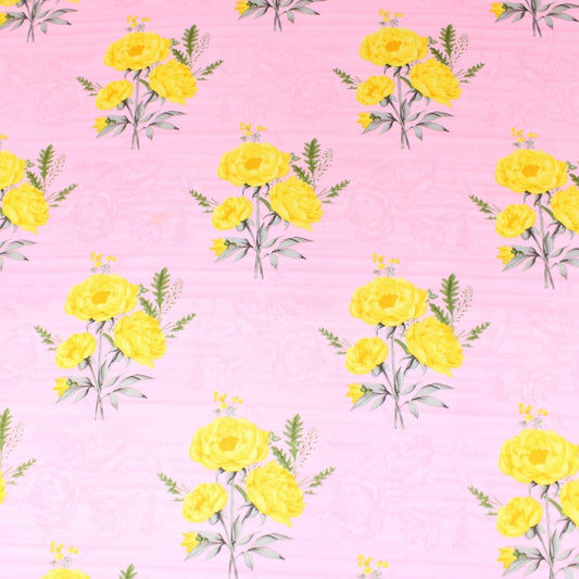3 Metres Soft Floral 100% Cambric Cotton Lawn - Dahlia - 44" Wide Pink - Pound A Metre