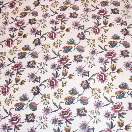 3 Metres Soft Floral Cashmere Effect Fabric - 45" Wide Beige - Pound A Metre