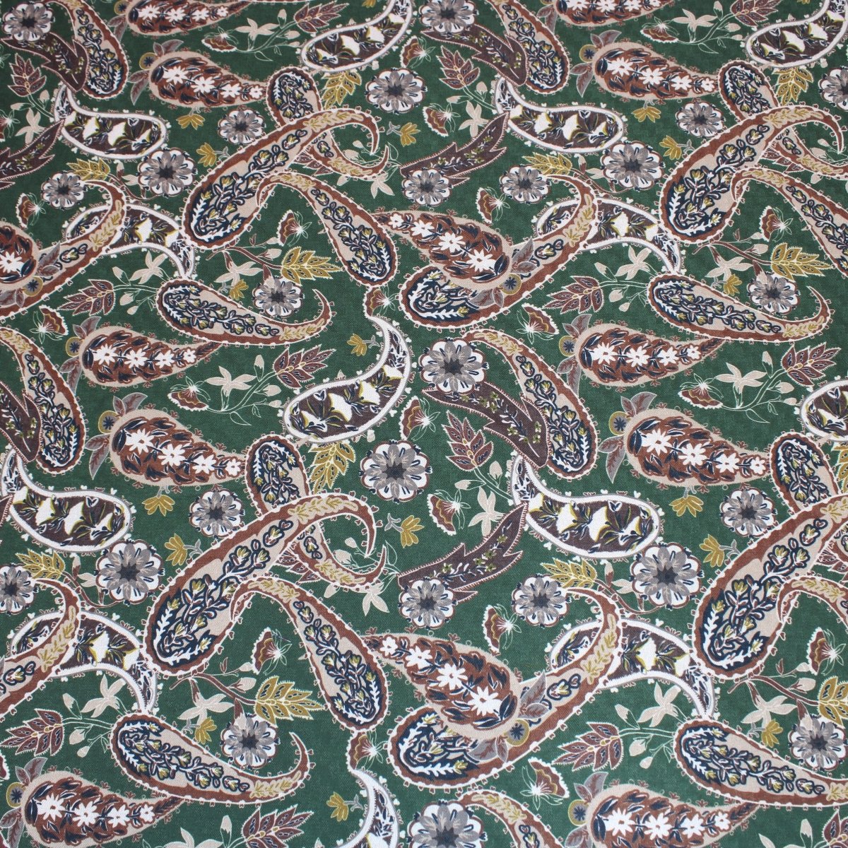 3 Metres Soft Floral Cashmere Effect Fabric - 45" Wide Dark Green - Pound A Metre