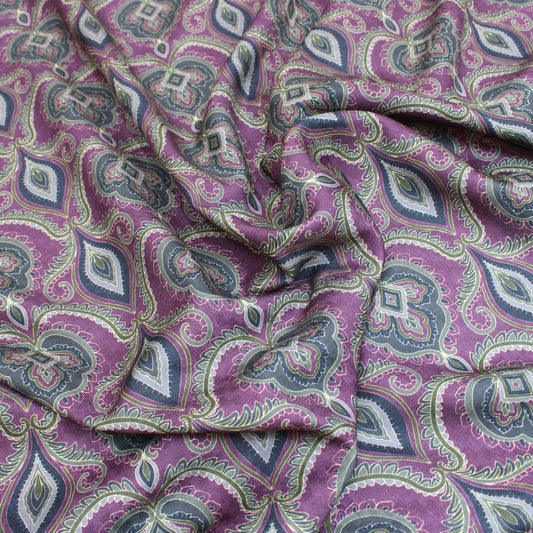3 Metres Soft Floral Cashmere Effect Fabric - 45" Wide Grape - Pound A Metre