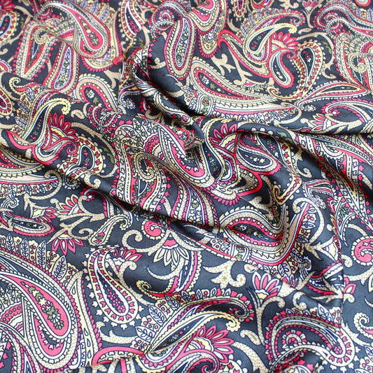 3 Metres Soft Floral Cashmere Effect Fabric - 45" Wide Magnetic Grey - Pound A Metre