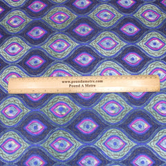 3 Metres Soft Floral Cashmere Effect Fabric - 45" Wide Navy Blue - Pound A Metre